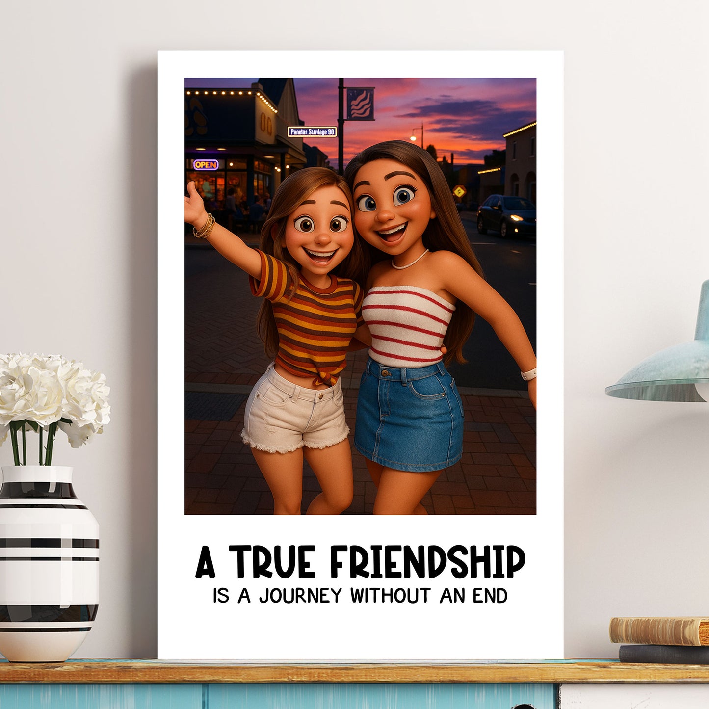 A True Friendship Custom Cartoon Art From Photo - Personalized Photo Poster