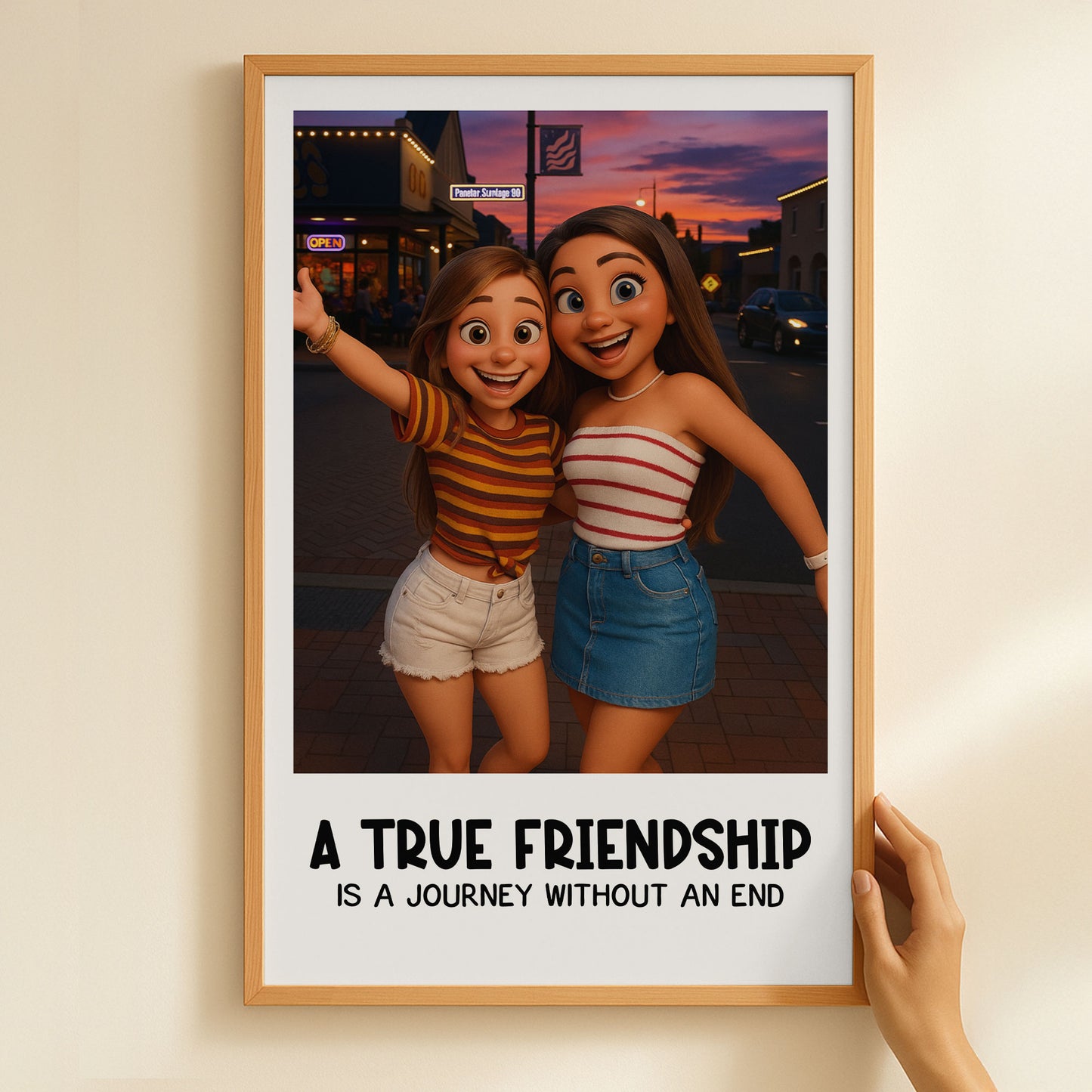 A True Friendship Custom Cartoon Art From Photo - Personalized Photo Poster