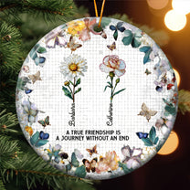 A True Friendship Is A Journey Birth Flowers Mosaic Style - Personalized Ceramic Ornament