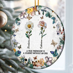 A True Friendship Is A Journey Birth Flowers Mosaic Style - Personalized Ceramic Ornament