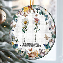 A True Friendship Is A Journey Birth Flowers Mosaic Style - Personalized Ceramic Ornament