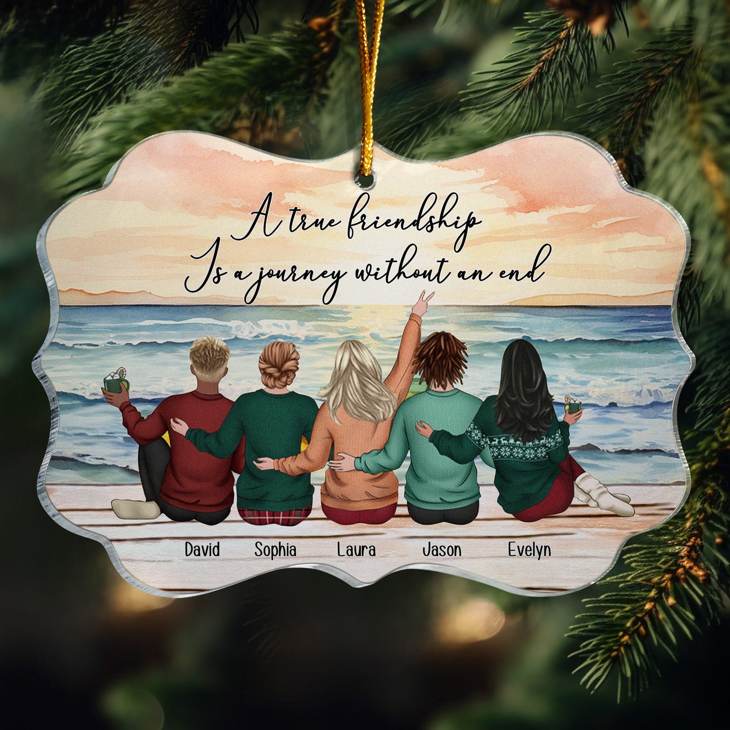 A True Friendship Is A Journey Without An End - Personalized Acrylic Ornament