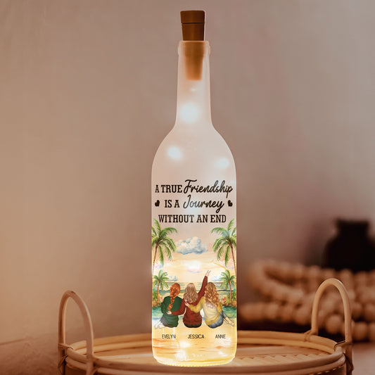 A True Friendship Is A Journey Without An End - Personalized Bottle Lamp