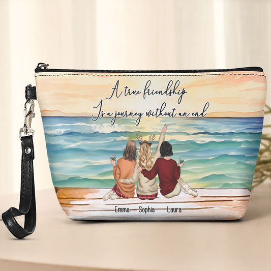 A True Friendship Is A Journey Without An End - Personalized Cosmetic Bag