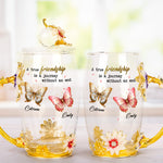 A True Friendship Is A Journey Without An End - Personalized Enamel Flower Tea Cup