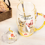 A True Friendship Is A Journey Without An End - Personalized Enamel Flower Tea Cup