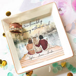A True Friendship Is A Journey Without An End - Personalized Jewelry Dish - Gift For Friend