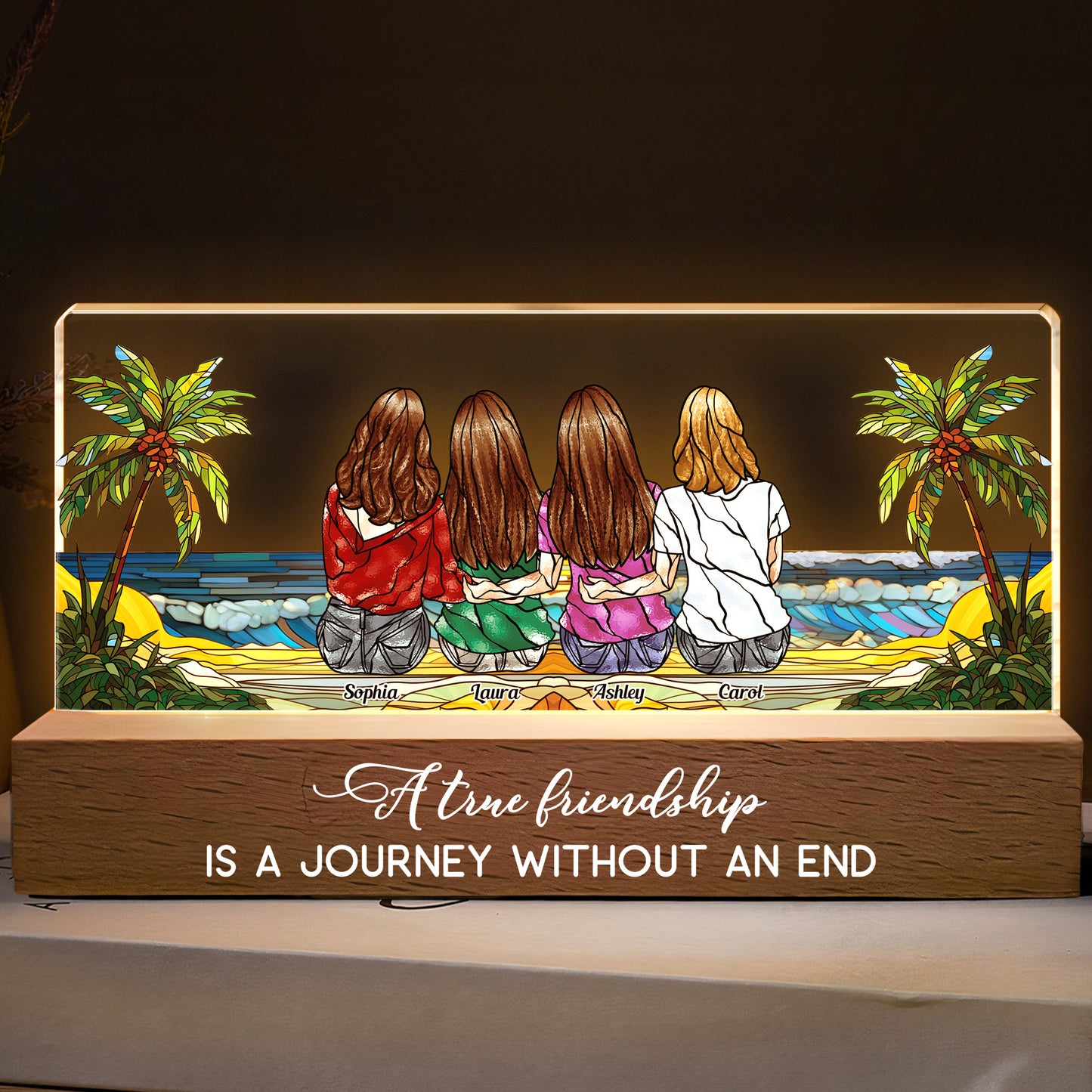 A True Friendship Is A Journey Without An End - Personalized LED Night Light