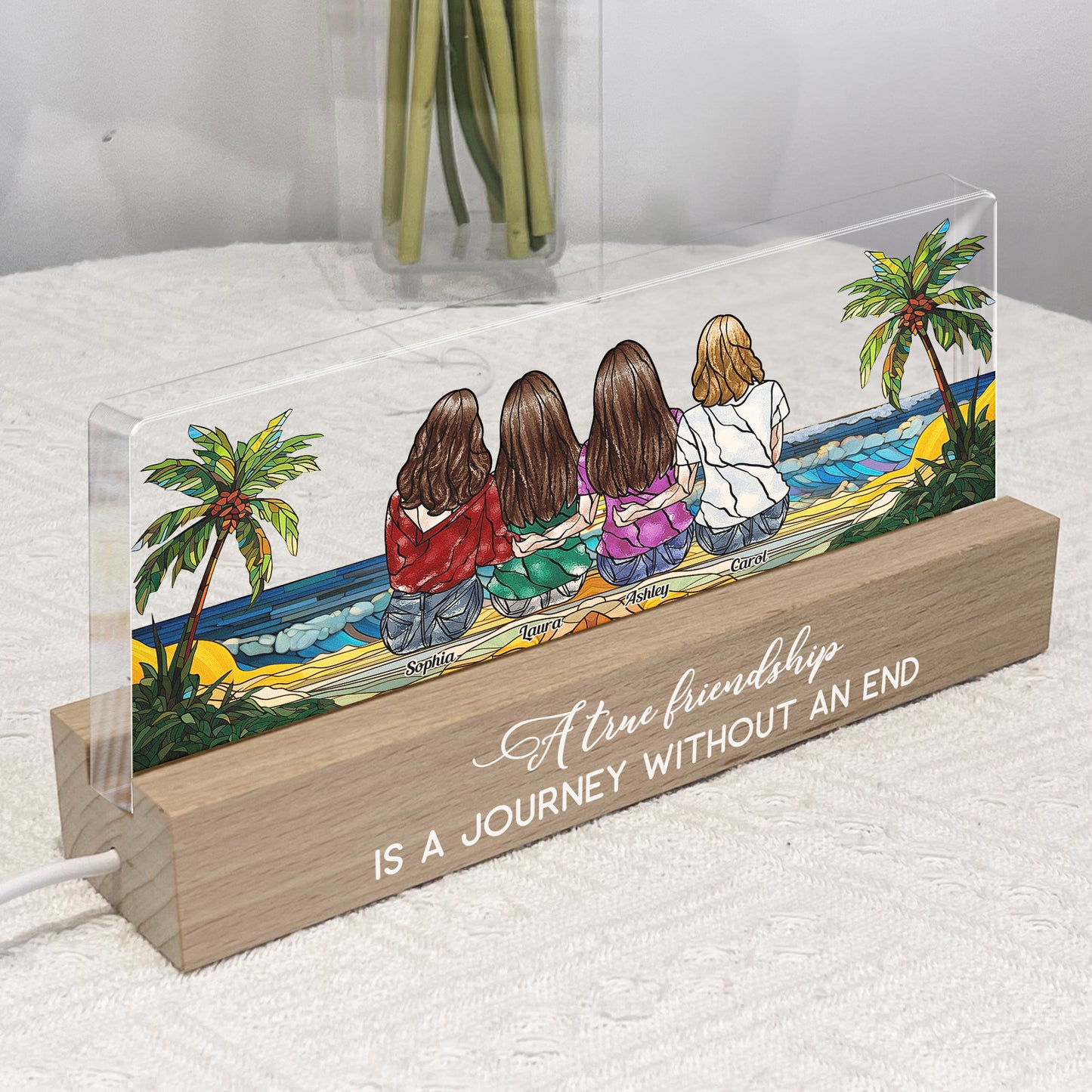A True Friendship Is A Journey Without An End - Personalized LED Night Light