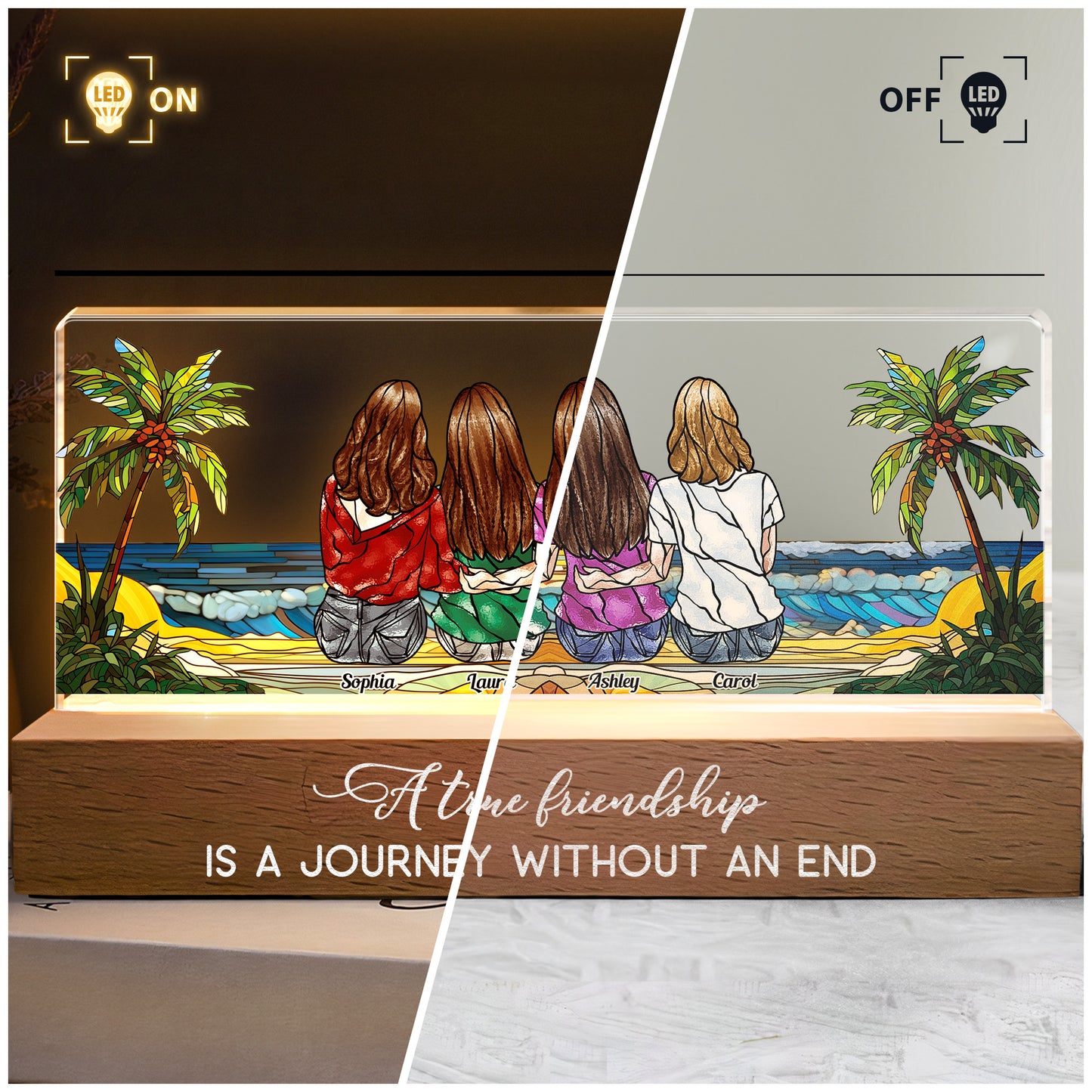 A True Friendship Is A Journey Without An End - Personalized LED Night Light