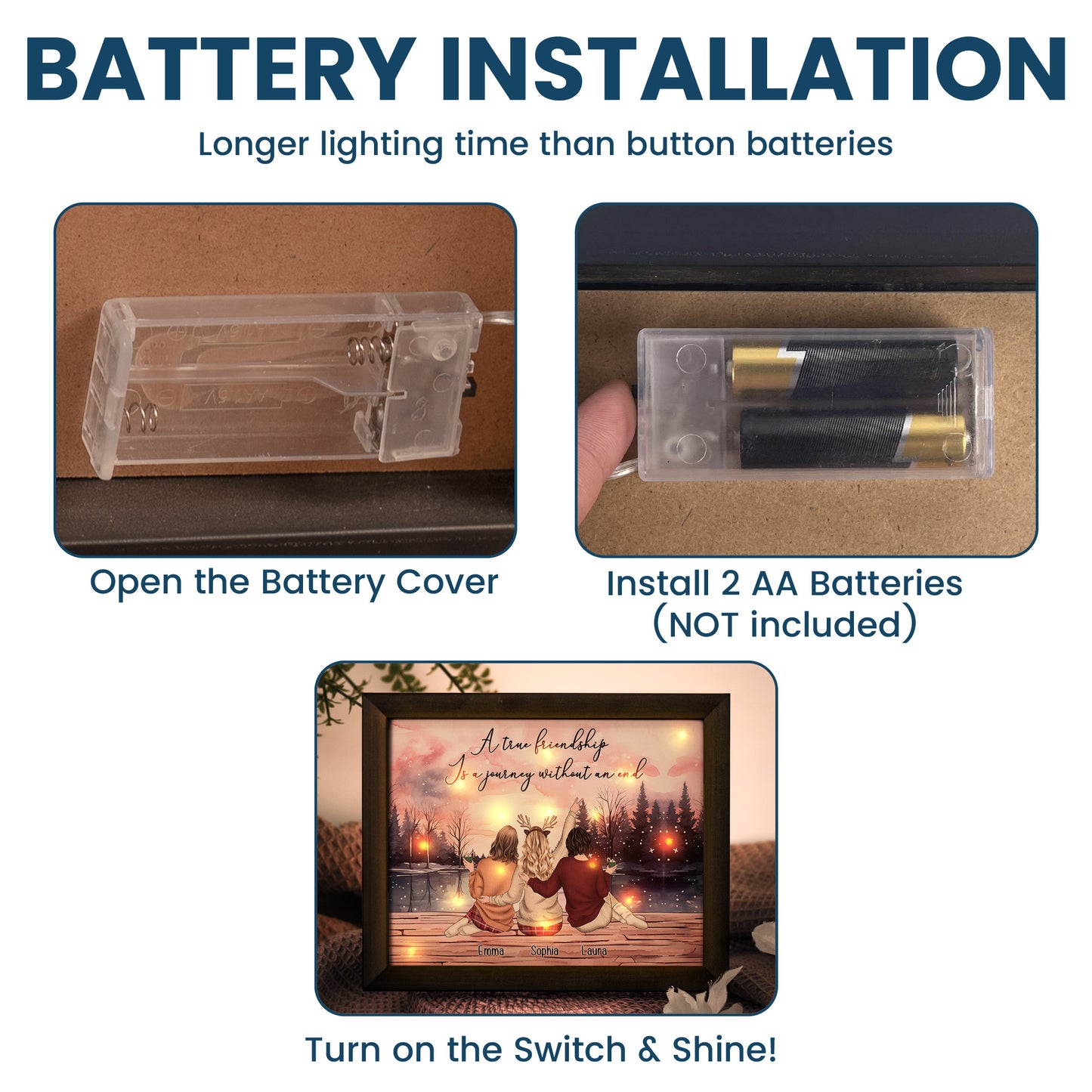 A True Friendship Is A Journey Without An End - Personalized LED Shadow Box