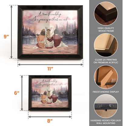 A True Friendship Is A Journey Without An End - Personalized LED Shadow Box
