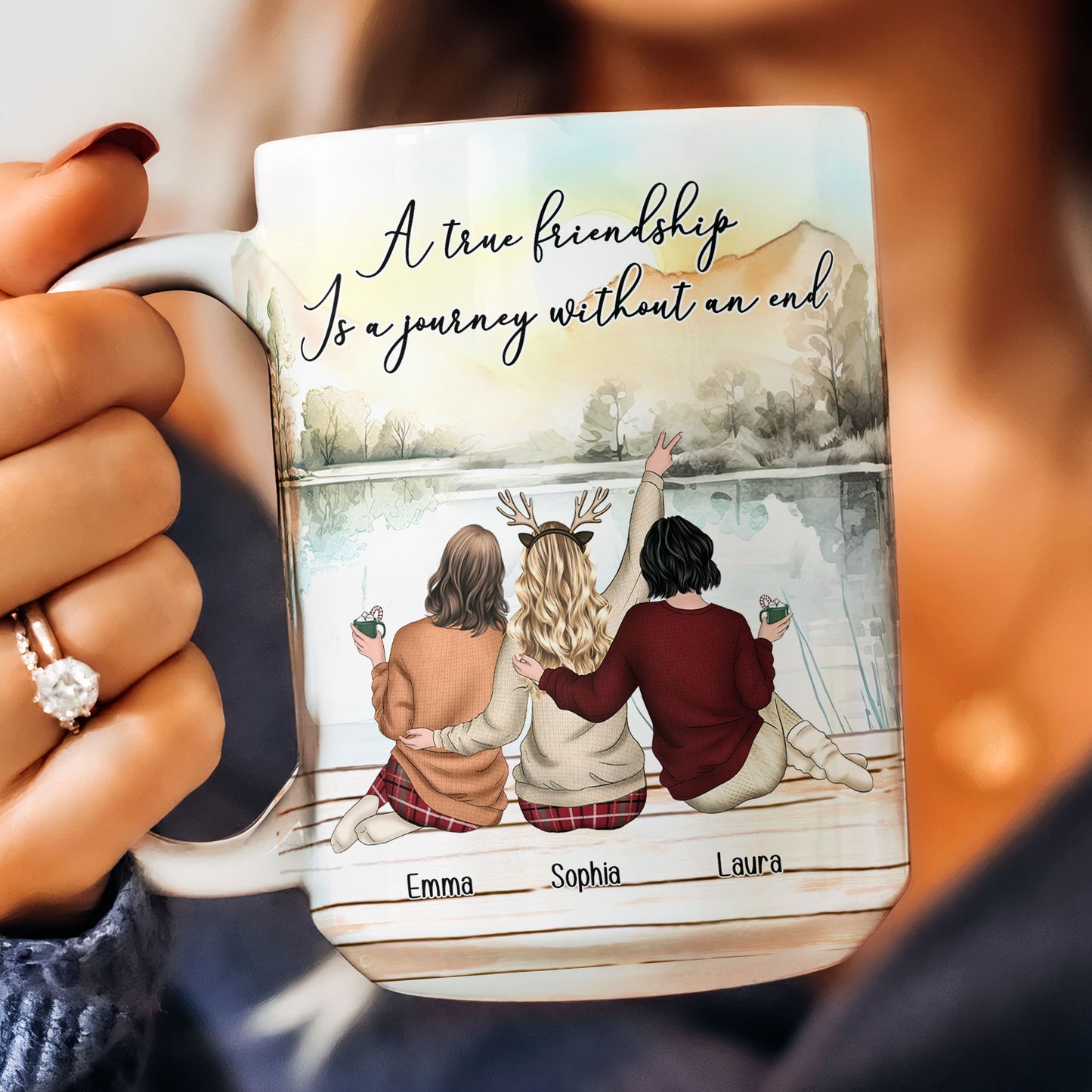 A True Friendship Is A Journey Without An End - Personalized Mug