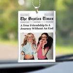 A True Friendship Is A Journey Without An End - Personalized Photo Rear View Mirror Accessory