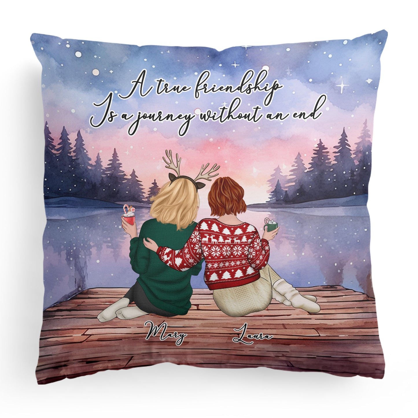 A True Friendship Is A Journey Without An End - Personalized Pillow (Insert Included)