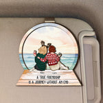 A True Friendship Is A Journey Without An End - Personalized Wooden Car Visor Clip