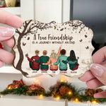 A True Friendship Is A Journey Without An End - Personalized Wooden Ornament - Gift For Friend