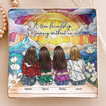 A True Friendship Is A Journey Without An End Stained Glass Style - Personalized Jewelry Dish
