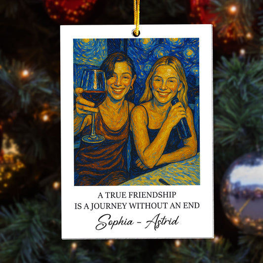 A True Friendship Is A Journey Without An End Van Gogh Art - Personalized Acrylic Photo Ornament