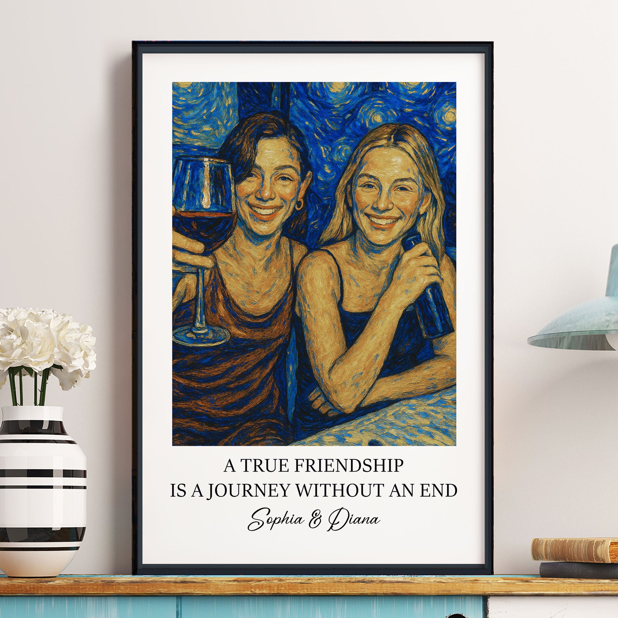 A True Friendship Is A Journey Without An End Van Gogh Art - Personalized Photo Poster - Christmas Gift For Friend