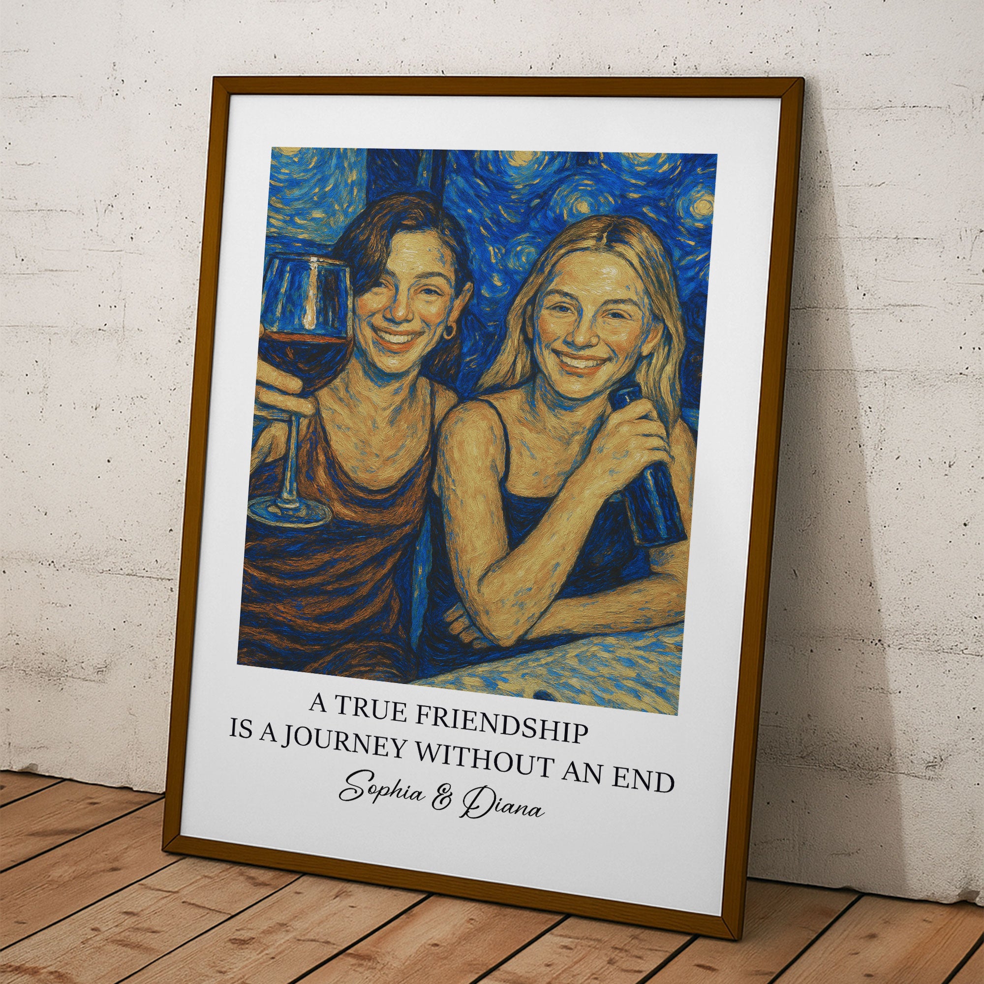 A True Friendship Is A Journey Without An End Van Gogh Art - Personalized Photo Poster - Christmas Gift For Friend