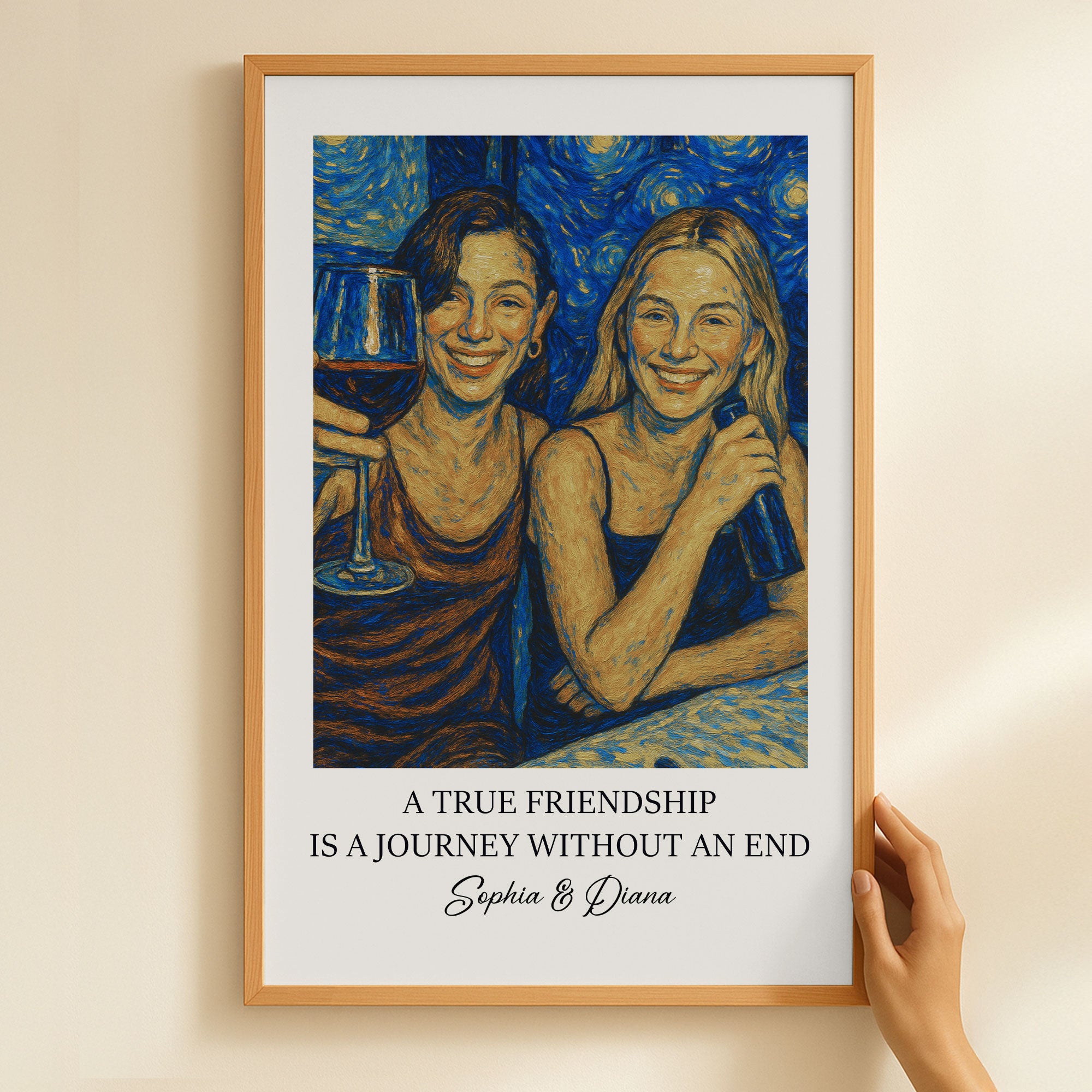 A True Friendship Is A Journey Without An End Van Gogh Art - Personalized Photo Poster - Christmas Gift For Friend