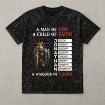 A Warrior Of Christ With Name Letter In Bible - Personalized Acid Wash T‑Shirt