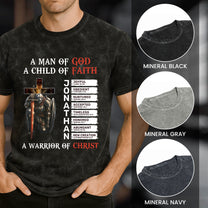 A Warrior Of Christ With Name Letter In Bible - Personalized Acid Wash T‑Shirt
