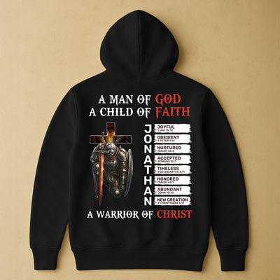 A Warrior Of Christ With Name Letter In Bible - Personalized Back Printed Hoodie