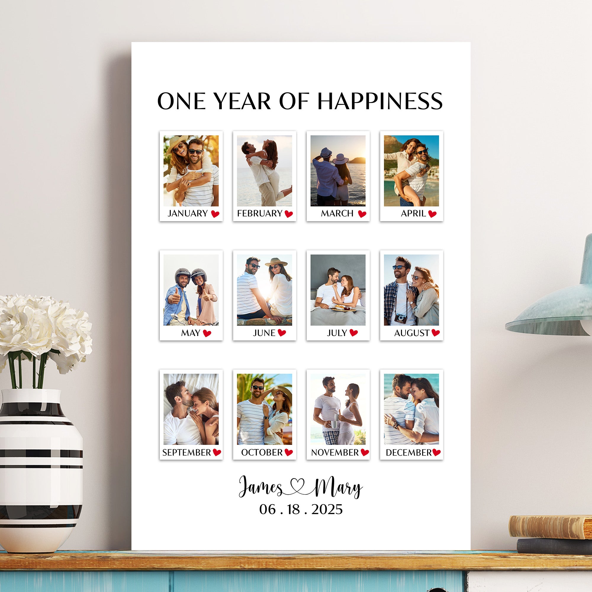 A Year Full Of Love Couple Anniversary Gift - Personalized Photo Poster