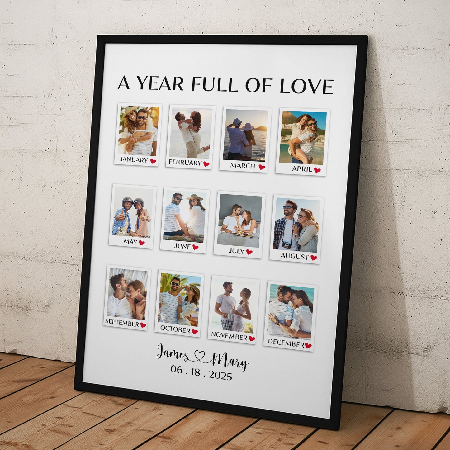 A Year Full Of Love Couple Anniversary Gift - Personalized Photo Poster