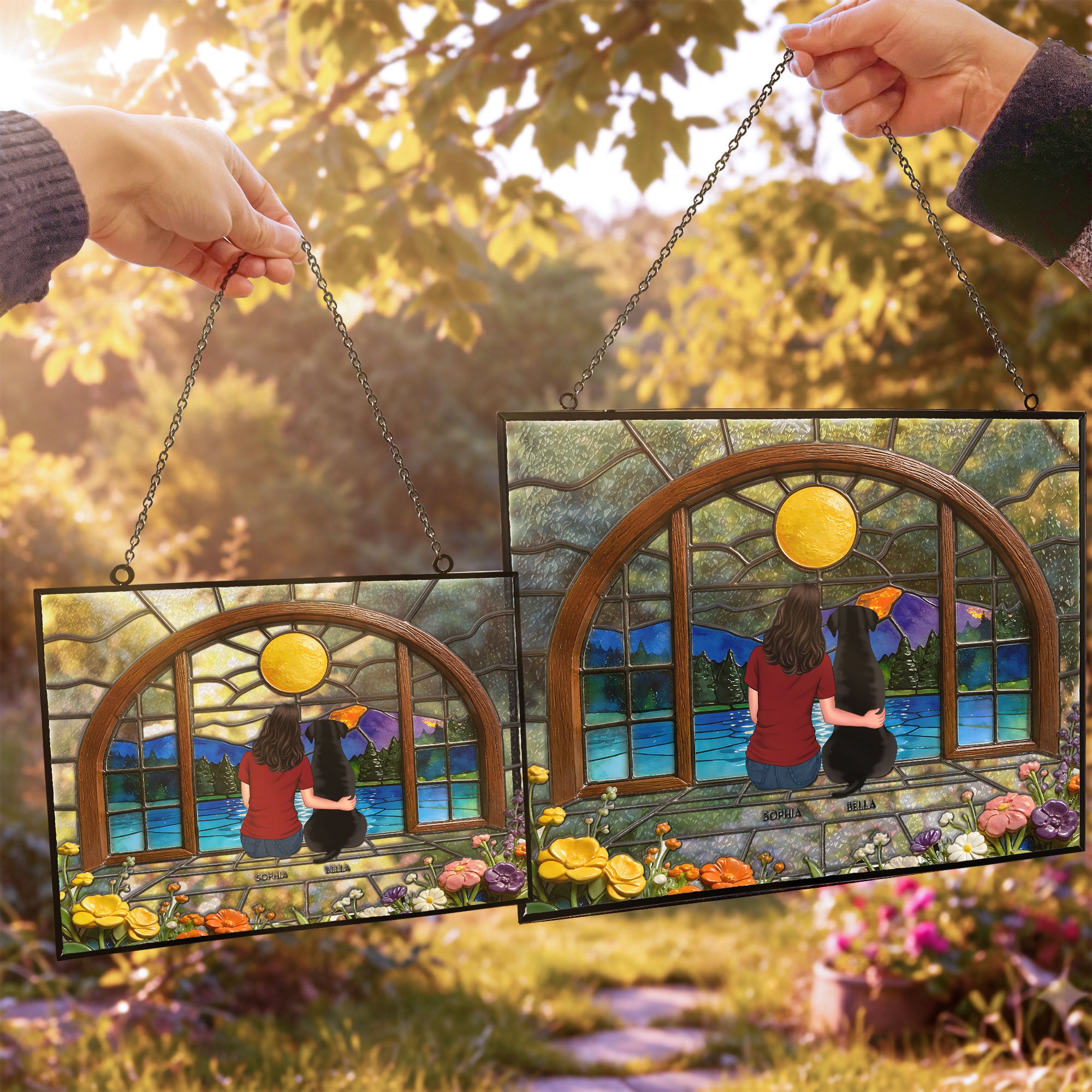 A_Girl_And_Her_Dog_Personalized_Window_Hanging_Suncatcher_2
