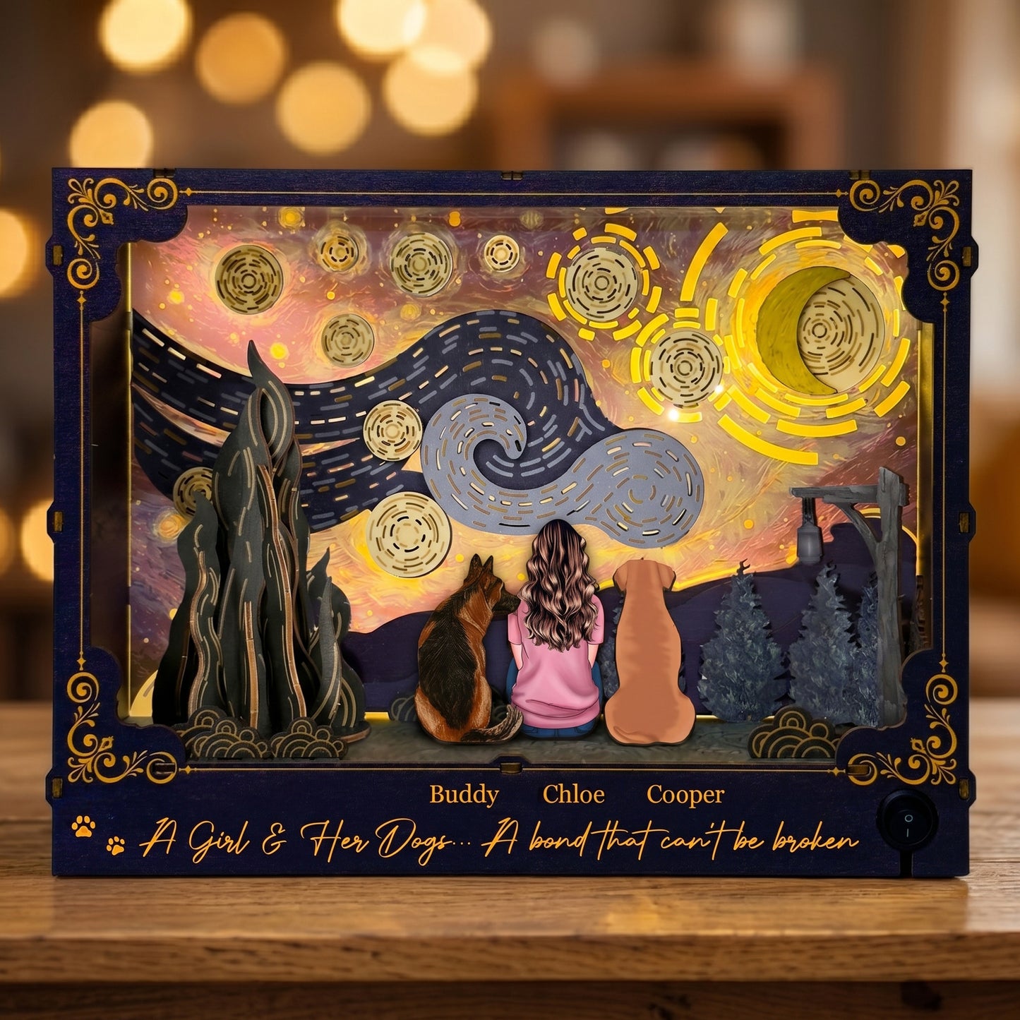 A-Girl-&-Her-Dogs-A-Bond-That-Can'T-Be-Broken-Personalized-DIY-Book-Nook-Kit-1