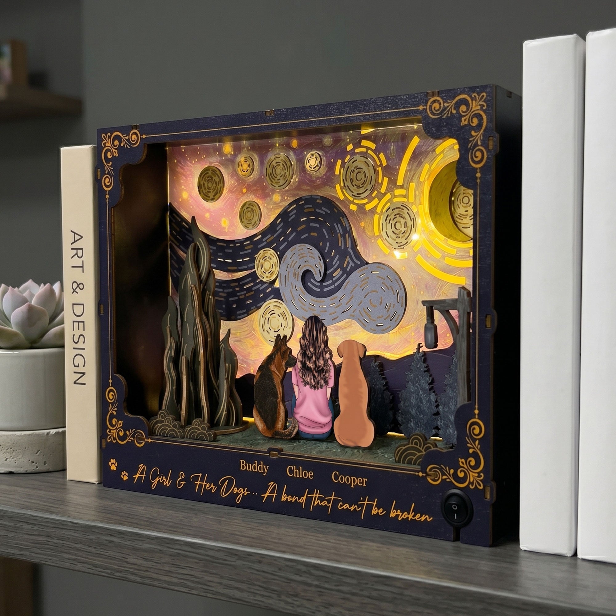A-Girl-&-Her-Dogs-A-Bond-That-Can'T-Be-Broken-Personalized-DIY-Book-Nook-Kit-6