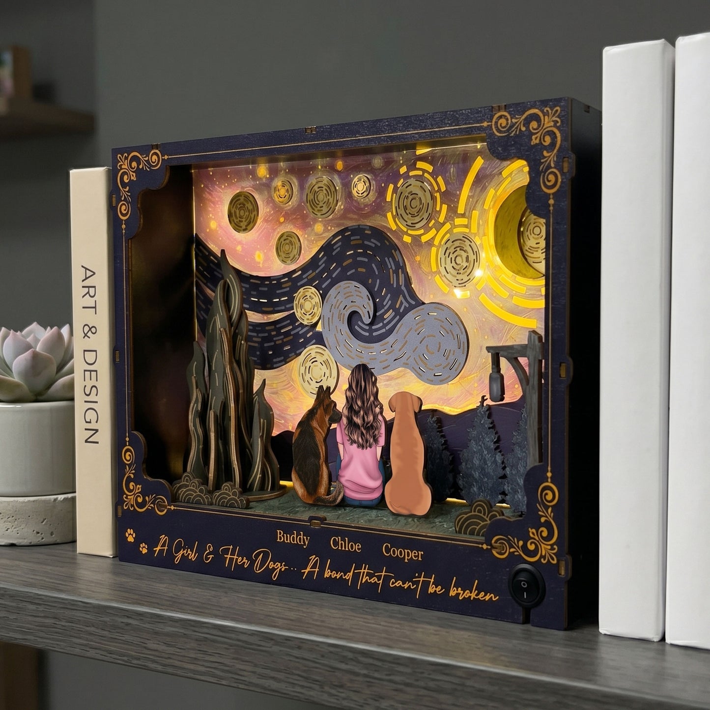 A-Girl-&-Her-Dogs-A-Bond-That-Can'T-Be-Broken-Personalized-DIY-Book-Nook-Kit-6