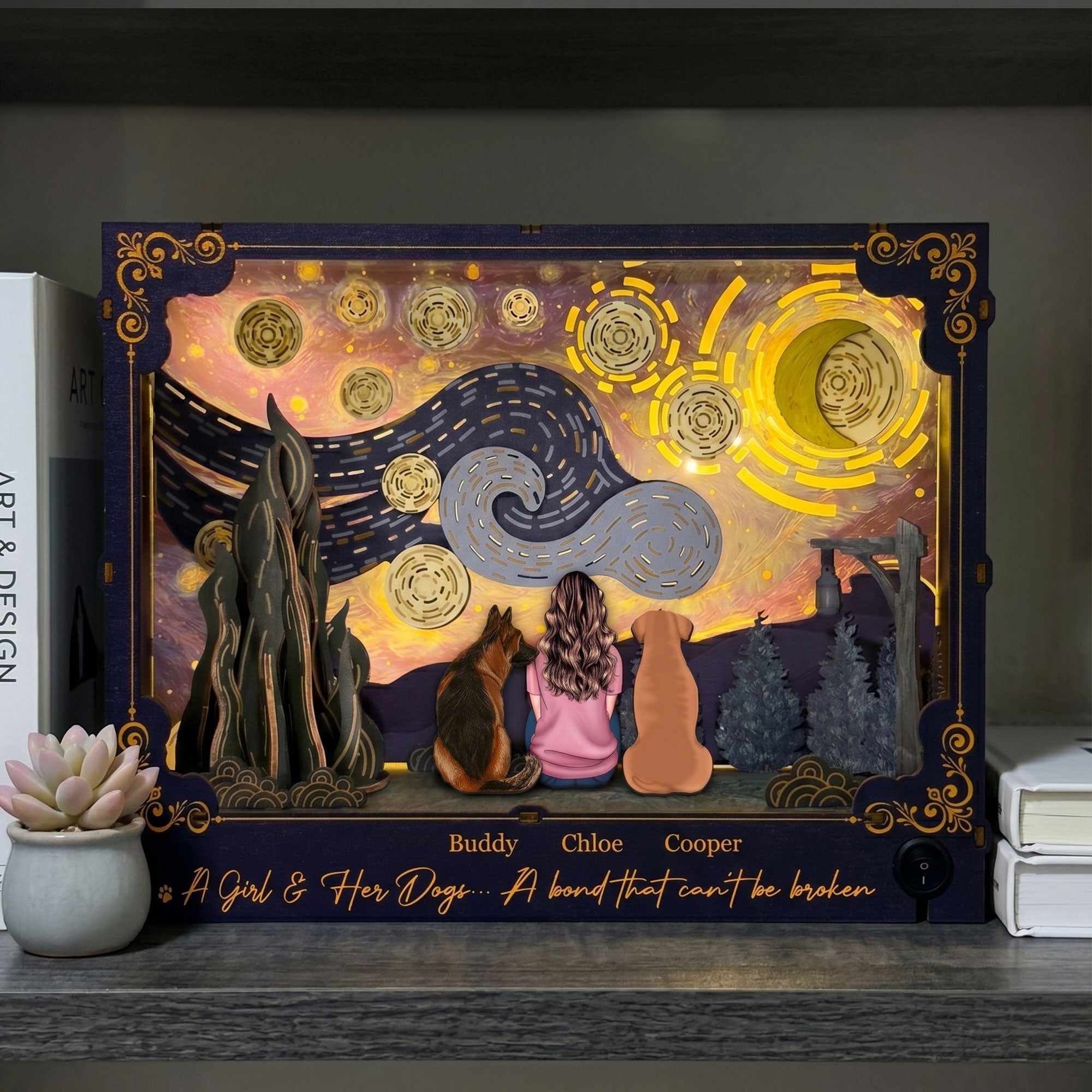 A-Girl-&-Her-Dogs-A-Bond-That-Can'T-Be-Broken-Personalized-DIY-Book-Nook-Kit-7