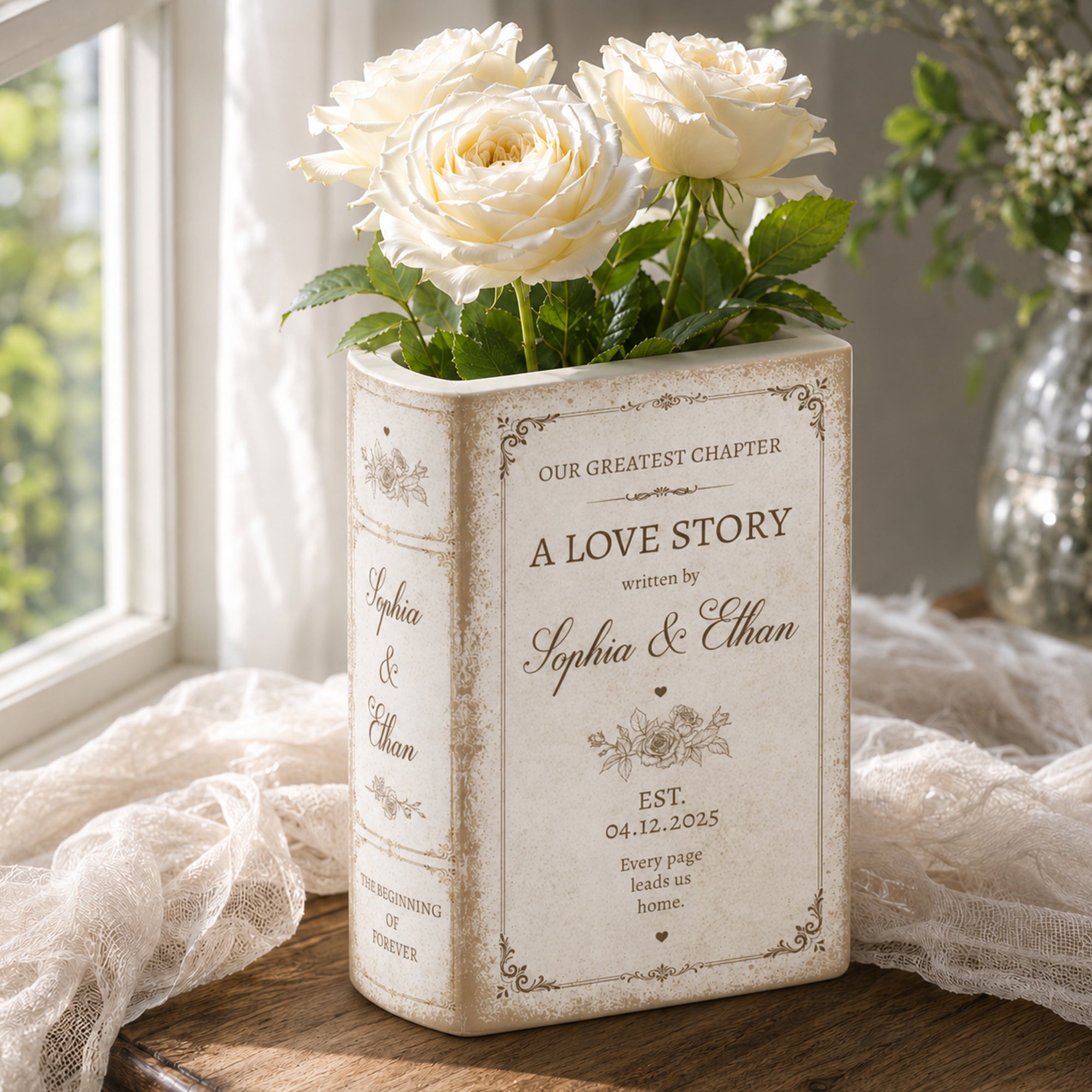 A-Love-Story-Written-By-Gifts-For-Newlywed-Couples-Ceramic-Book-Personalized-Vase-1