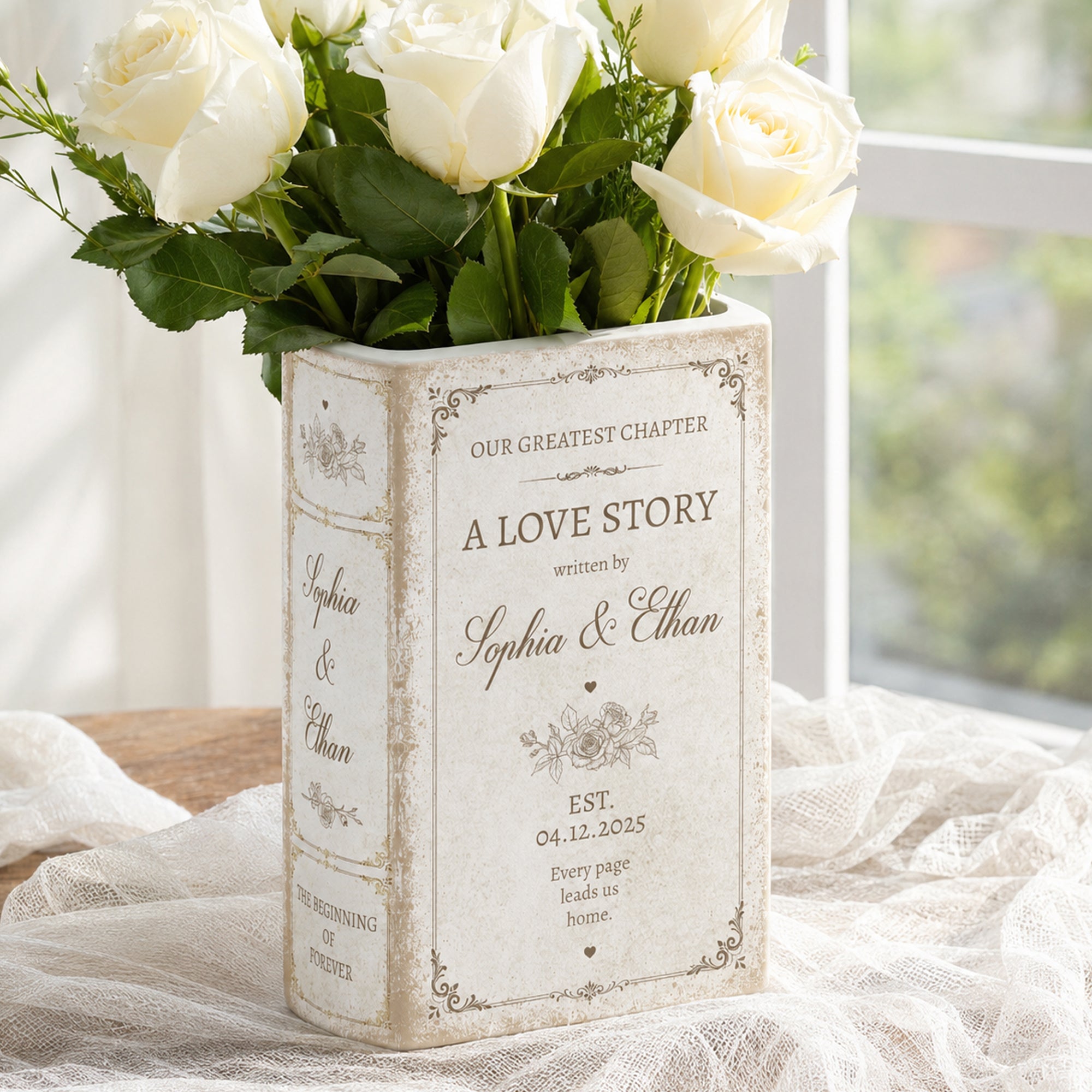 A-Love-Story-Written-By-Gifts-For-Newlywed-Couples-Ceramic-Book-Personalized-Vase-2