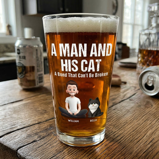 A-Man-And-His-Dog-Cat-A-Bond-Can'T-Be-Broken-Personalized-Beer-Glass-1