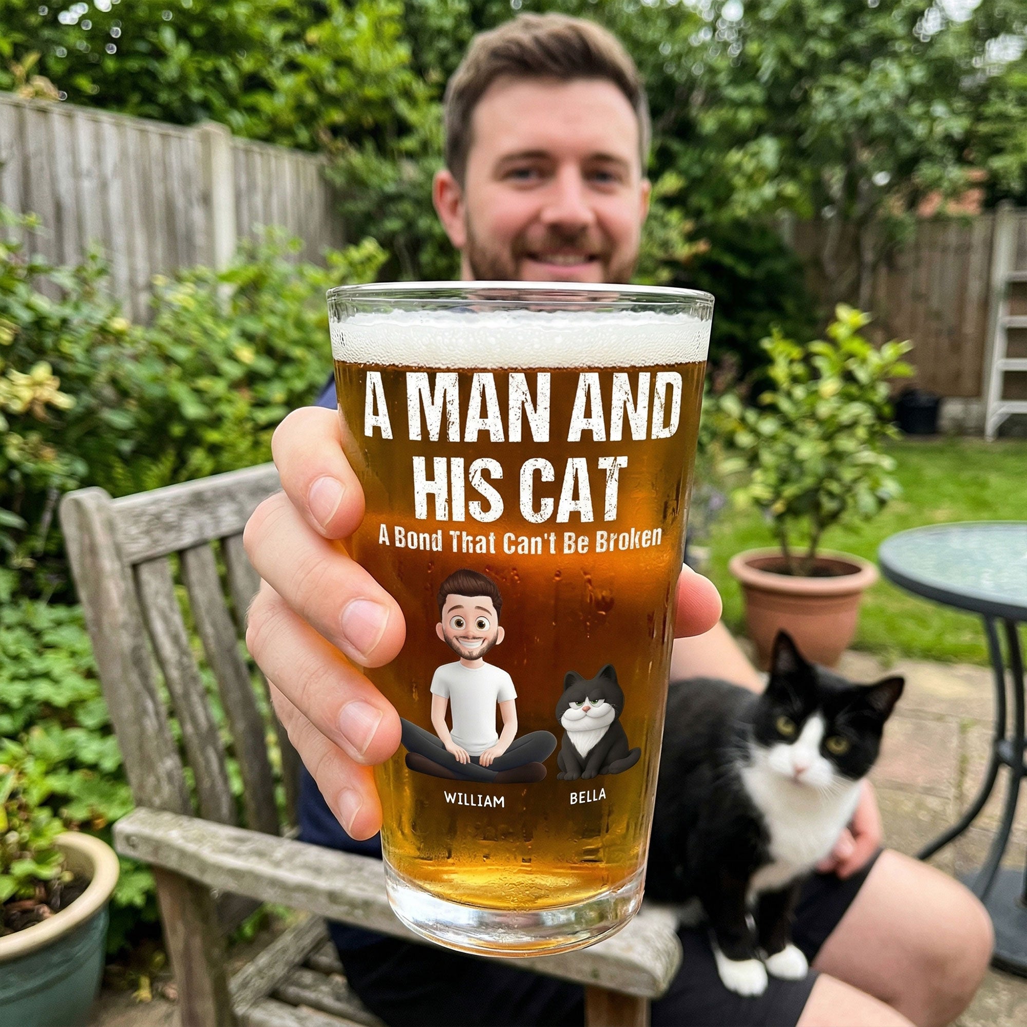 A-Man-And-His-Dog-Cat-A-Bond-Can'T-Be-Broken-Personalized-Beer-Glass-2