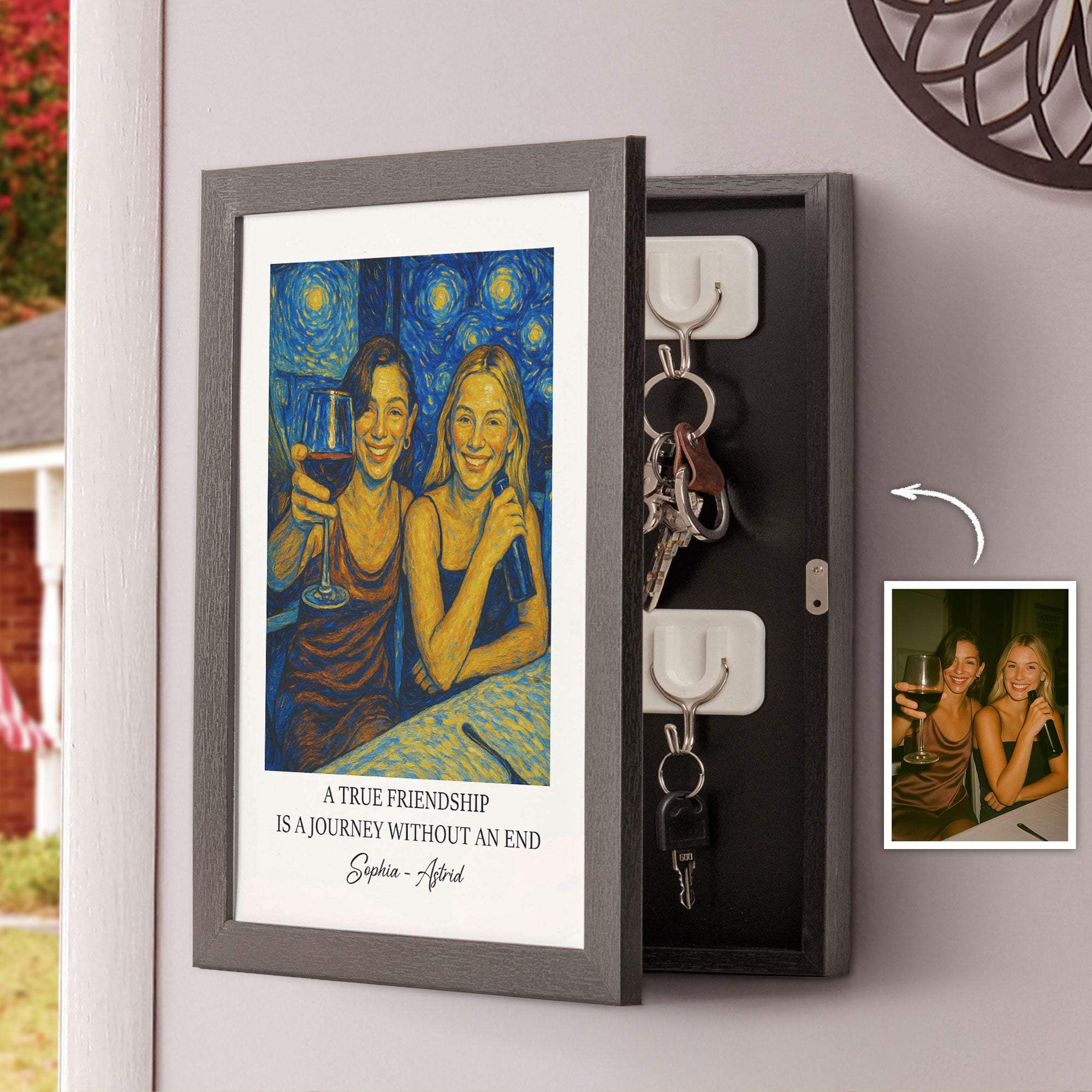 A-True Friendship Gift For Friend - Personalized Hidden Key Holder Photo Frame 1