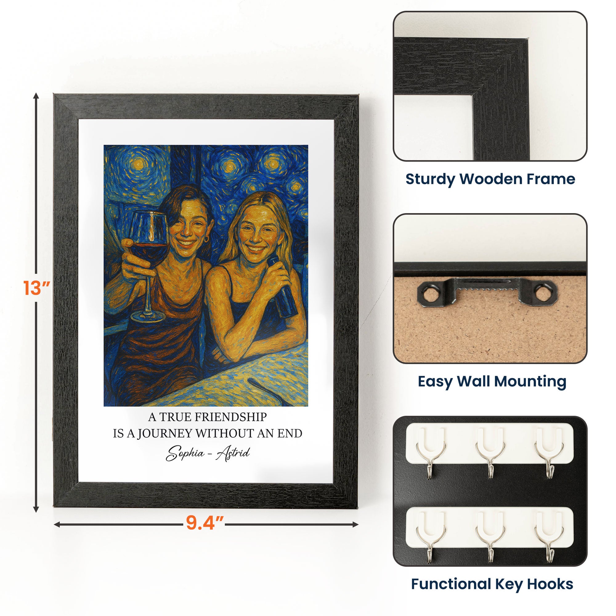 A-True Friendship Gift For Friend - Personalized Hidden Key Holder Photo Frame 6