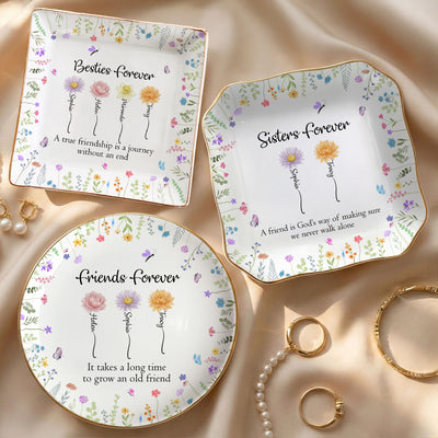 A True Friendship Is A Journey Without An End - Friendship Gift - Personalized Jewelry Dish