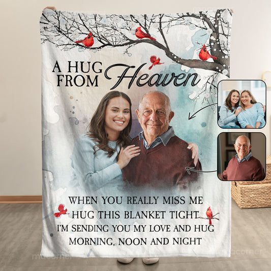 Add Loved Ones To Photo A Hug From Heaven - Personalized Photo Blanket