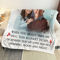 Add Loved Ones To Photo A Hug From Heaven - Personalized Photo Blanket