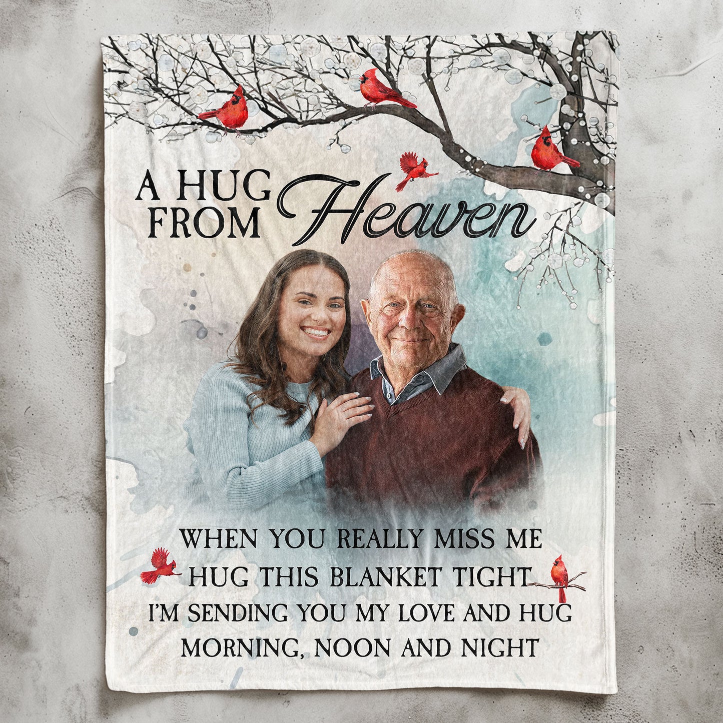 Add Loved Ones To Photo A Hug From Heaven - Personalized Photo Blanket