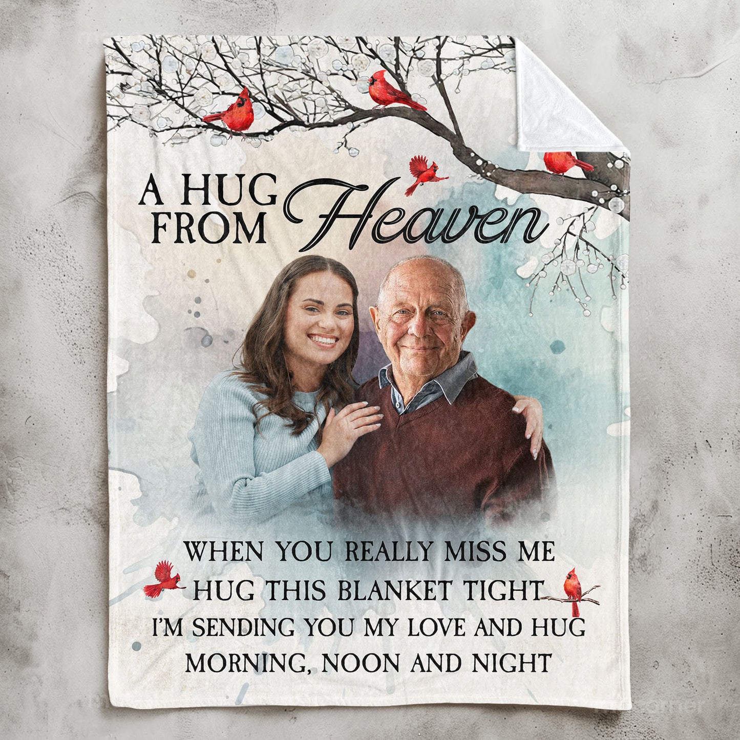 Add Loved Ones To Photo A Hug From Heaven - Personalized Photo Blanket