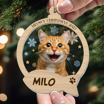Adorable Cat Ornament - Personalized Photo Wood And Acrylic Ornament