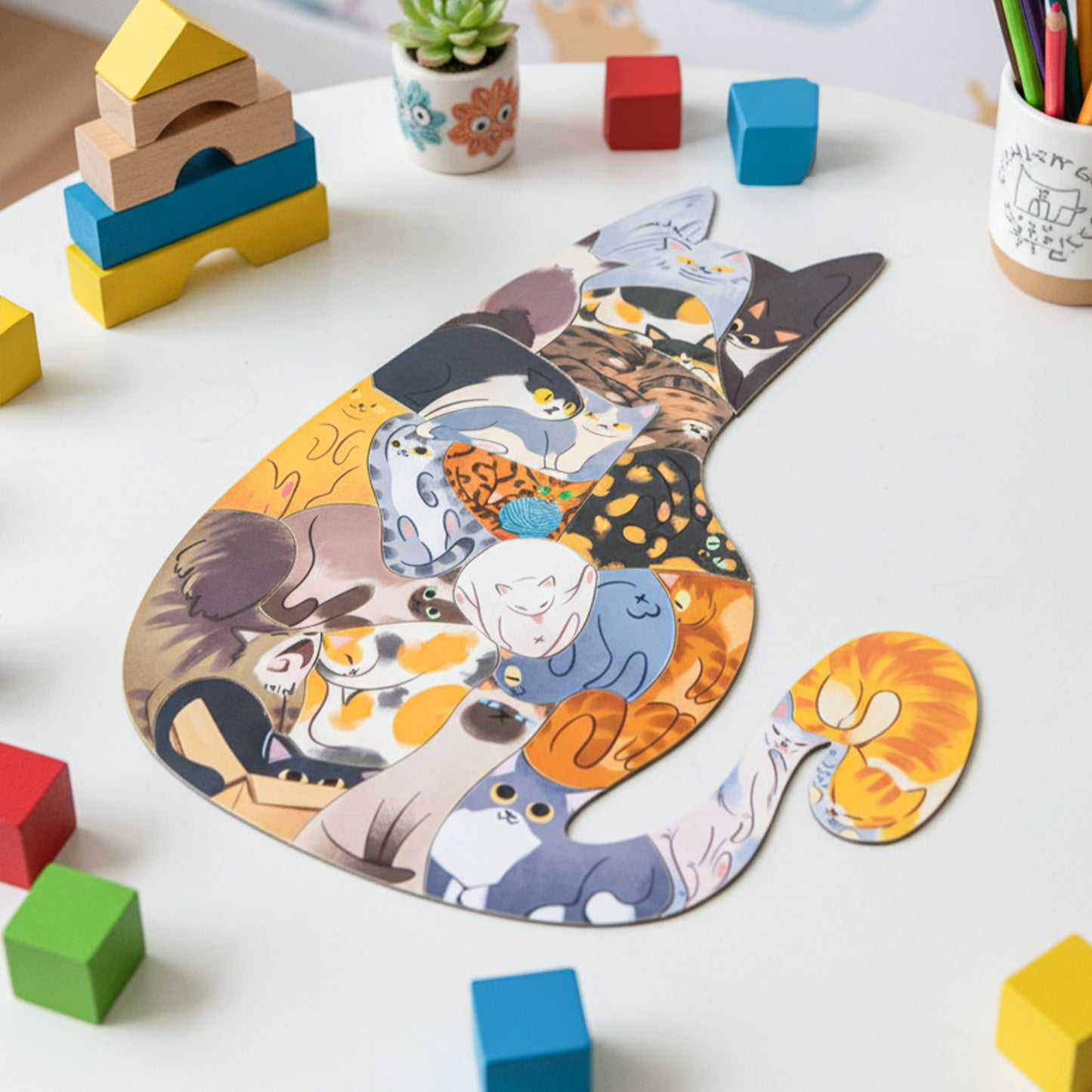 Adorable Cat-Shaped Puzzle For Kids, Cat Lovers - Cat Puzzle