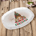 Adorable Kid With Christmas Tree - Personalized Platter